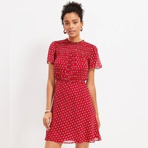 Loft Paisley‎ Clip Smocked Yoke Flare Dress